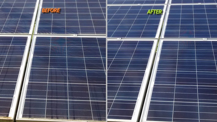 Solar panel cleaning services before and after compare