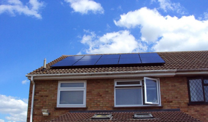 Ten solar panels generating enough electricity for a medium-size family in a Cambridge semi-detached house