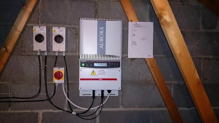 Solar panels inverter installed in a detached house in Cambridge
