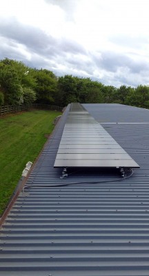 Solar panels producing electricity for a farm near Cambridge