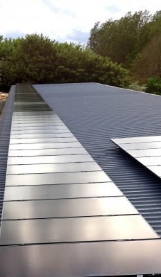 Solar panels producing electricity for a large farm near Cambridge